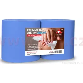 Utěrka ACI Průmyslové dvouvrstvé utěrky (dvě role) 500 útržků - modré (sada 2 ks)