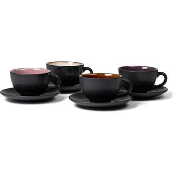 Sada šálků s podšálky, sada 4 ks, černá / mix, Bitz - doprava zdarma od 2999 Kč