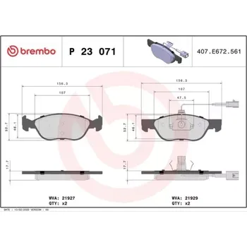 Brzdová destička BREMBO Sada brzdových doštiček P23 071