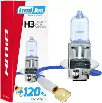 Autožárovka AMIO halogenová žárovka H3 12V 55W LumiTec SuperWhite +120%