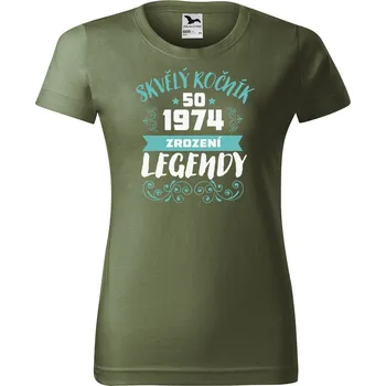 Dámské oblečení DOBRÝ TRIKO Dámské tričko s potiskem Zrození legendy Barva: Khaki, Velikost: XS