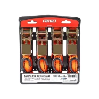 Upínací popruh AMIO upínací pásy s ráčnou 700kg 25mm 4,5m 4ks BELT-03