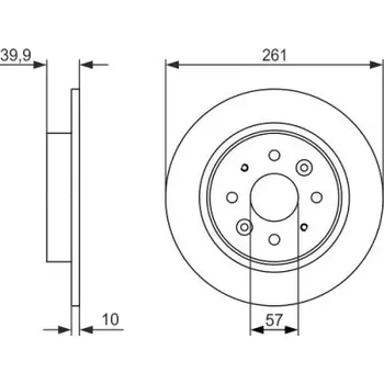 Brzdový kotouč BOSCH Brzdový kotouč plný Ø261mm 0 986 479 597