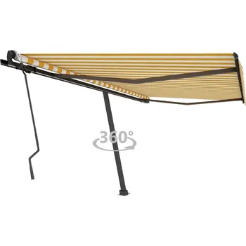 Markýza vidaXL Volně stojící ručně zatahovací markýza 400 x 300 cm [3069737] Barva: Žluto-bílá