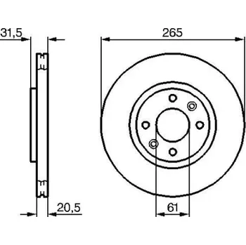 Brzdový kotouč BOSCH Brzdový kotouč větraný Ø265mm 0 986 478 279