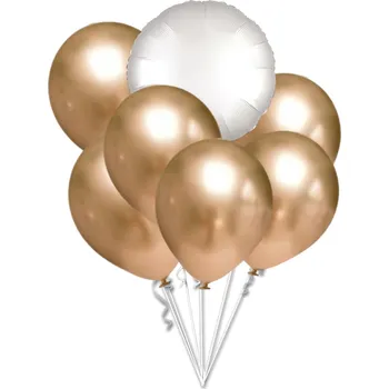 Balónek balonky.cz Chromové balónky - zlaté a bílý balónek kruh set
