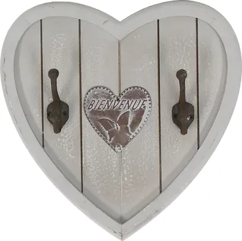 Dřevěný věšák srdce šedý