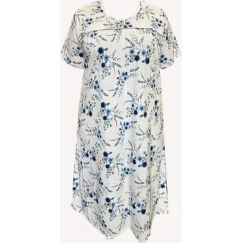 Dámská noční košile Dámská bavlněná noční košile s krátkým rukávem a sedlem (snítka květů) - v nadměrné velikosti 2365, 3333