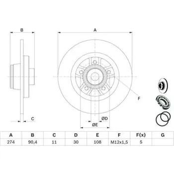 Brzdový kotouč BOSCH Brzdový kotouč plný Ø274mm 0 986 479 F30