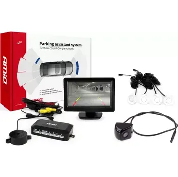 Parkovací asistent AMIO asistenty parkování TFT01 4,3" s kamerou HD-310 4-senzorové bílé
