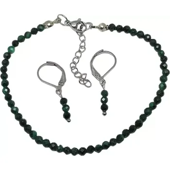 Souprava šperků Sada z malachitu fazetovaného a ocel