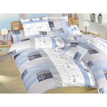 Povlečení flanel Flér šedomodrá 70x90, 140x220