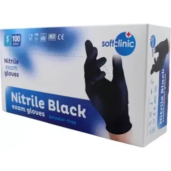 SOFTCLINIC Nitrilové rukavice černé S 100ks