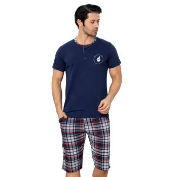Pánské pyžamo La Penna Pánské krátké pyžamo LaPenna 22300 granat XL Modrá