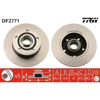 Brzdový kotouč TRW Brzdový kotouč plný Ø245mm DF2771