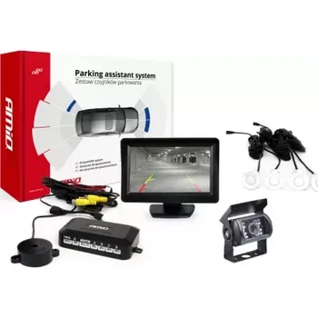 Parkovací asistent AMIO asistenty parkování TFT01 4,3" s kamerou HD-501-IR 4-senzorové, bílé