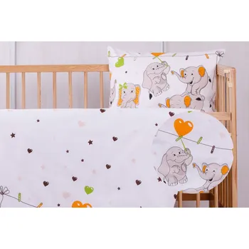 Povlečení JAN peří Dětské povlečení do postýlky - slůně meruňkové - Dětské povlečení do postýlky 60x45cm/135x90 cm slůně meruňkové