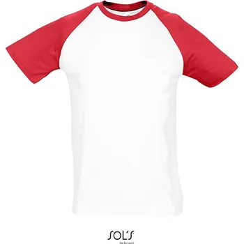 Pánské tričko SOL'S Pánské bavlněné raglánové tričko Funky Barva: Bílá - Červená, Velikost: XXL