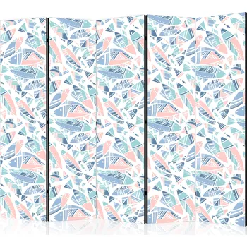 Paraván Paraván - Ryba v minimalistickém stylu - Ryba v aztéckém stylu v pastelových barevných tónech na bílém pozadí Velikost: 225x172 cm, Provedení: Jednostranný