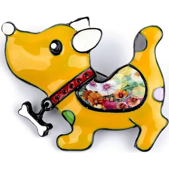 Brož Kovová brož pes, kočka, barva 1 žlutá pejsek