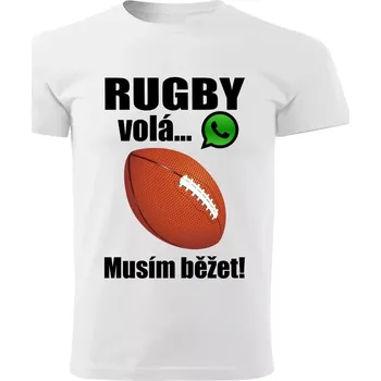 Chlapecké tričko Dětské tričko Rugby volá musím běžet bílé 158 ( dětské tričko rugby volá musím běžet)