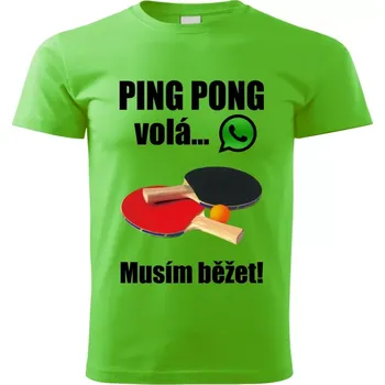 Chlapecké tričko Dětské tričko Ping Pong volá musím běžet zelené 158 ( dětské tričko stolní tenis volá musím běžet)