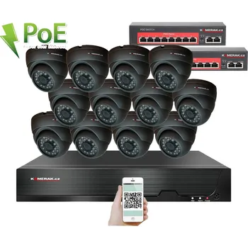 Kompletní kamerový systém IP 12 kamerový set s externím PoE XM-1211B Ext. 4MPx, CZ menu