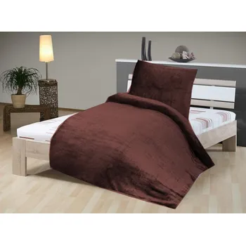 JAHU Povlečení mikroplyš - UNI hnědá 140x200, 70x90cm