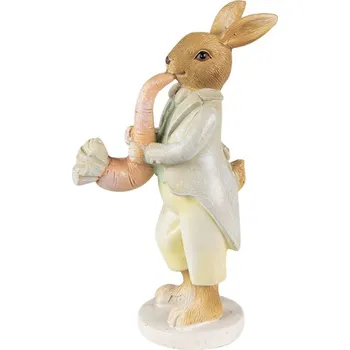Velikonoční dekorace Clayre & Eef 6PR3849 dekorativní figurka zaječího muzikanta se saxofonem