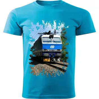 Chlapecké tričko Dětské tričko s lokomotivou 151 006-4 tyrkysové 110 (dětské tričko s vlakem lokomotivou)