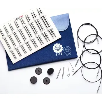 Nástroj na niť a příze KnitPro Nova Metal set vyměnitelných jehlic 11,5 cm (KnitPro Nova Metal Deluxe Interchangeable Knitting Needle Set)
