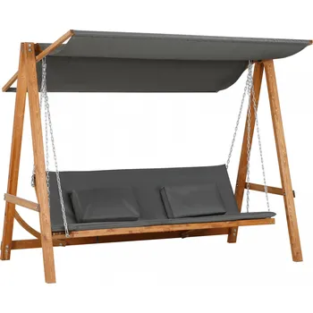 Zahradní nábytek Houpačka s funkcí lůžka pro 3 osoby 225.5x113x180 cm | šedá + přírodní
