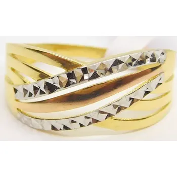 Prsten Klenoty Budín Mohutný dámský prsten ze tří barev zlata (růžové,bílé a žluté) 585/1,74gr vel. 65 HK1197 (Klenoty Budín Mohutný dámský prsten ze tří barev zlata (růžové,bílé a žluté) 585/1,74gr vel. 65 HK1197)