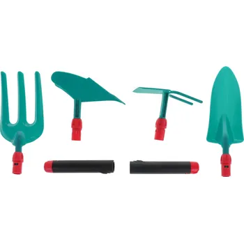 Hračka na písek Sada malého zahradníka 4 Nástroje do zahrady pro děti 3+ Vidlice + Lopatka + Obsypník + Motyka