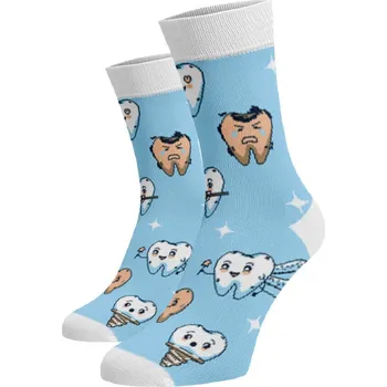 Dámské ponožky Veselé ponožky Zuby Blankytná Bavlna 45-46