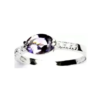 Prsten Stříbrný prsten přírodní ametyst tmavý - VR237 (Stříbrný prsten s ametystem 7x5 mm)