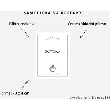 Papír ZVĚŘINA - Samolepka na kořenky 3 x 4 cm - DomaLEP varianta: BÍLÁ - základní písmo