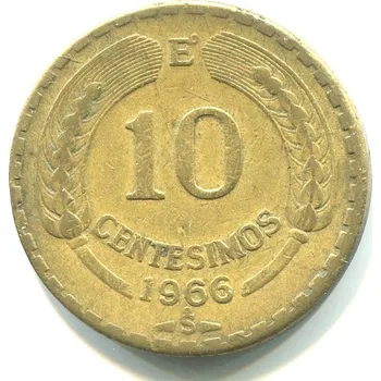 CHILE. 10 centesimos 1966.