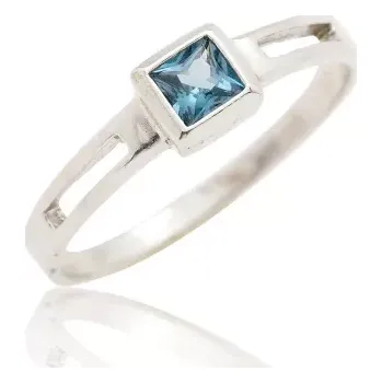Prsten Stříbrný prsten akvamarin zirkon - VR246 (Stříbrný prsten s akvamarinem)