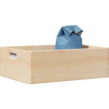 vidaXL Dřevěná box s úchytkami 40x30x13 cm masivní borové dřevo [4017399] Barva: Přírodní