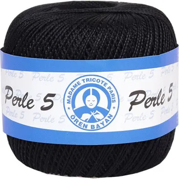 Příze Madame Tricote Paris Perle 5 99999 Black Háčkovací příze