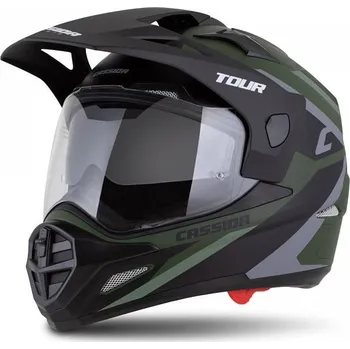 Helma na motorku Přilba Tour 2.0 X-tra, CASSIDA (zelená matná/šedá/černá, plexi s přípravou pro Pinlock) 2025