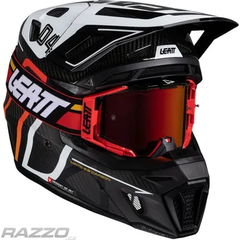 Helma na motorku MX helma Leatt Helmet Kit Moto 9.5 V25 Carbon White 2025 M