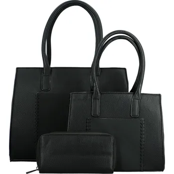 Kabelka Trendy sada koženkových kabelek do ruky s peněženkou Namins, černá