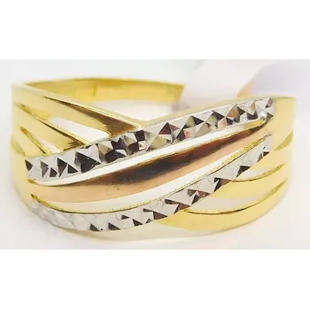 Prsten Klenoty Budín Mohutný dámský prsten ze tří barev zlata (růžové,bílé a žluté) 585/1,74gr vel. 65 HK1197 (Klenoty Budín Mohutný dámský prsten ze tří barev zlata (růžové,bílé a žluté) 585/1,74gr vel. 65 HK1197)