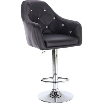 Barová židle LuxuryForm DESIGN Barová židle ROMA na stříbrném talíři - černá