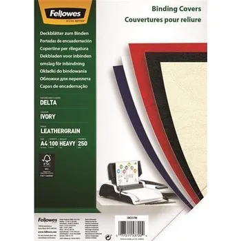 Kancelářská technika Zadní kryt "Delta", pro kroužkovou vazbu, imitace kůže, matný sloní kost, A4, 250 g, FELLOWES