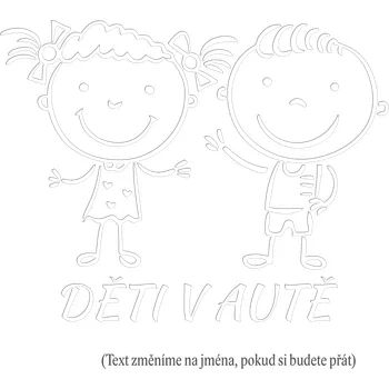 Samolepicí dekorace na vozidlo Děti v autě Kluk a holka 2 samolepka na auto Žlutá Velikost A