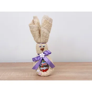 Velikonoční dekorace Malý velikonoční zajíček z ručníku Sofie krémový + vajíčko s překvapením