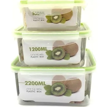 Dóza na potraviny JAHU Sada plastových dóz 4561 zelená-2200ml,1200ml,550ml